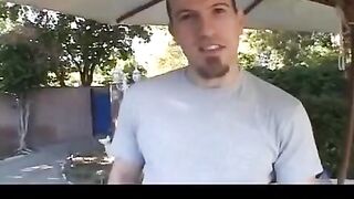 The girl sucks the guy's nipple and he puts his cock in her