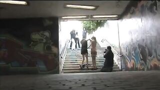 A girl was tied up and fucked on the street, experiencing intense passion