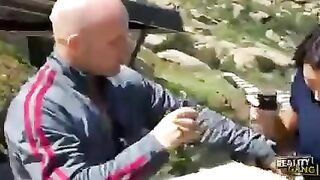 The first encounter with a cute brunette in the burnings