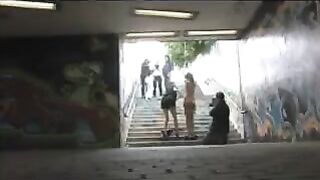 Diluted and roughly fucked in the public area