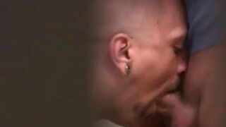 The guys are jerking each other’s cocks in the toilet