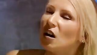 A sexy girl is tied up and fucked by two guys hard