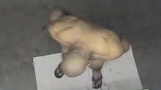 A naked man has been spied on in the shower
