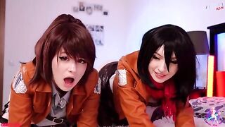 Mikasa, Sasha, and Historia fuck wet pussies and lick it clean - CUT version