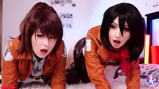 Mikasa, Sasha, and Historia fuck wet pussies and lick it clean - CUT version