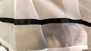 Schoolgirl Cosplay FootJob and HandJob with Asian amateur fena, showcasing raw passion