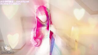 The nine-tailed fox Ahri extracted the essence from a lucky guy in a steamy scene