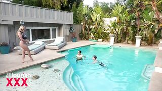 Two students, including Blake Blossom, have a steamy encounter by the pool