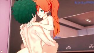 Izuku Midoriya and Itsuka Kendo get fucked hard in the locker room