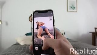 Guy's stepsister fucks with him while her boyfriend is on the phone