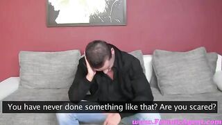 The girl forced the guy to fuck her at casting