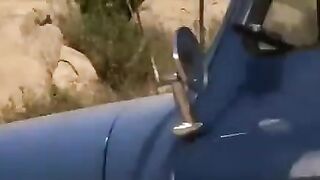 The driver had sex with a girl with big tits right on the road