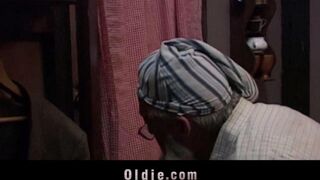 A grandfather punishes his granddaughter for disrespect by spanking her