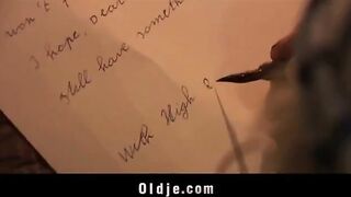 A grandfather punishes his granddaughter for disrespect by spanking her