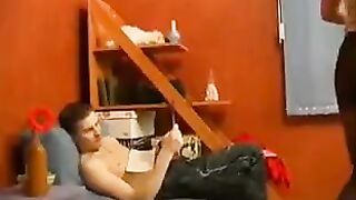 A hot son pours his sperm on the ass of his mother who is not satisfied