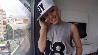 The blond girl was picked up on the road and received a sharp dick in her ass