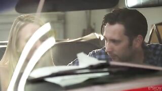 Passionate couple fucked in the red convertible car