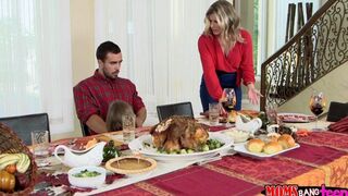 The family dinner turned into a hot threesome sex