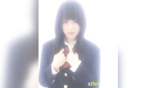 Hot Japanese schoolgirl masturbates in her uniform and gets cum on her face