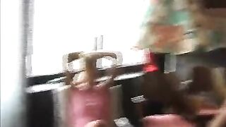 Peeping under the skirt of a young porn star