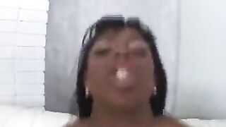 Black woman makes a stunning blowjob to her new white friend