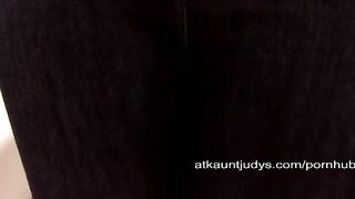 Old woman rubs her pussy on the couch in a sensual solo session