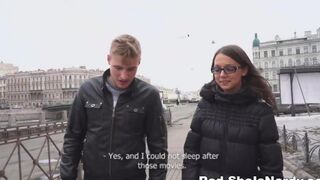 The first oncoming vehicle, Russian girl gives a blowjob