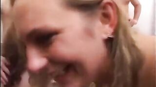 Hot student gangbang with a super cute young girl in action