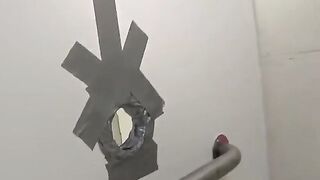 Member of holes in the club toilet. A daring encounter in a risky spot!