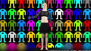 Sexy blonde does a striptease dance in front of the crowd