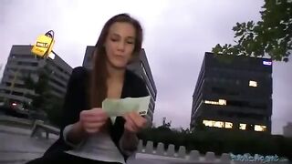 A charming girl was picked up and fucked on the public street
