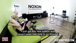 Fucking at the workplace is so nice, especially with a busty blonde secretary