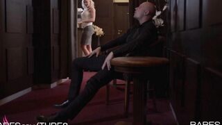 A pretty blonde demonstrates her professional skills in this scene
