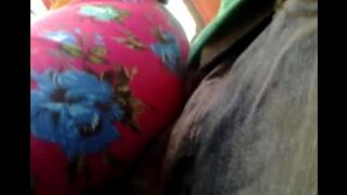 A guy masturbates on the riser with girls in the bus