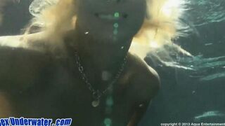 Blowjob scene with a twist, right in the pool, very exciting!