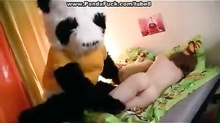 Plush Mishka, a pervert, fucked his mistress on the bed, or maybe it was the other way around