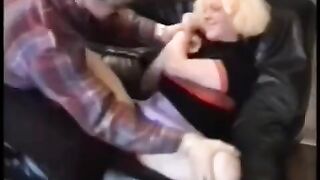 A hot chick is having fun with her boyfriend on the couch
