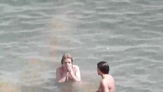 Nudist beauties bathing in the sea, without shame or concealment