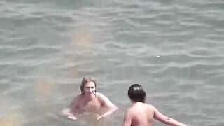 Nudist beauties bathing in the sea, without shame or concealment