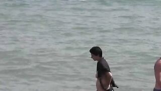Nudist beauties bathing in the sea, without shame or concealment