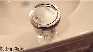 A brother cut his sister's panties and fucked her on the couch in POV style