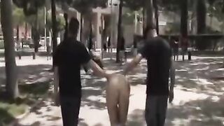 Group sex in public place with camera recording everything