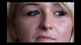 Blonde woman makes a mess on the floor after anal sex