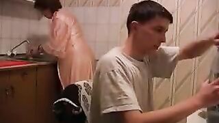 The hottest kitchen incest, mom gets fucked on the counter
