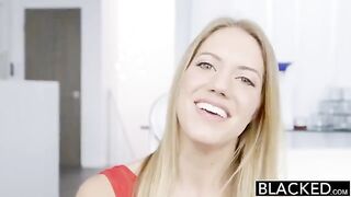 A black man fucks the blonde using his big cock in all holes