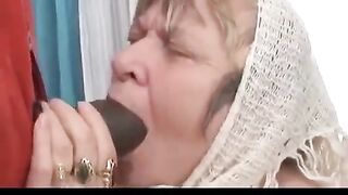 The old black guy with a big dick fucked a grandmother in the pussy