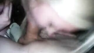 A little Ukrainian girl is jumping on her boyfriend's member