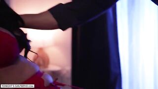 Jamie Michelle gets fucked by a fan while wearing sexy lingerie and stockings