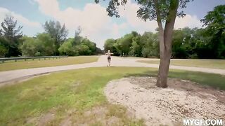 Sexual girls are having fun outdoors in the park