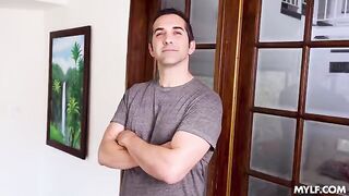 A man's cock is sucked from the first person and he fucks a young prostitute